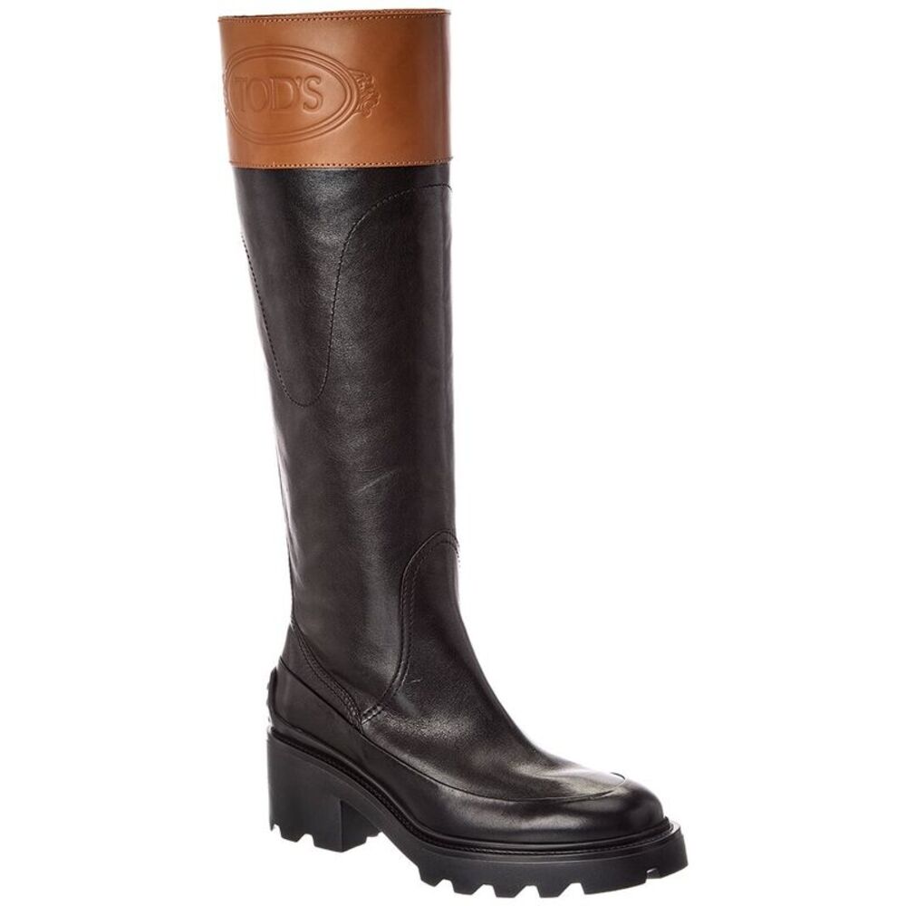 Tod’S Leather Knee-High Boot, Black